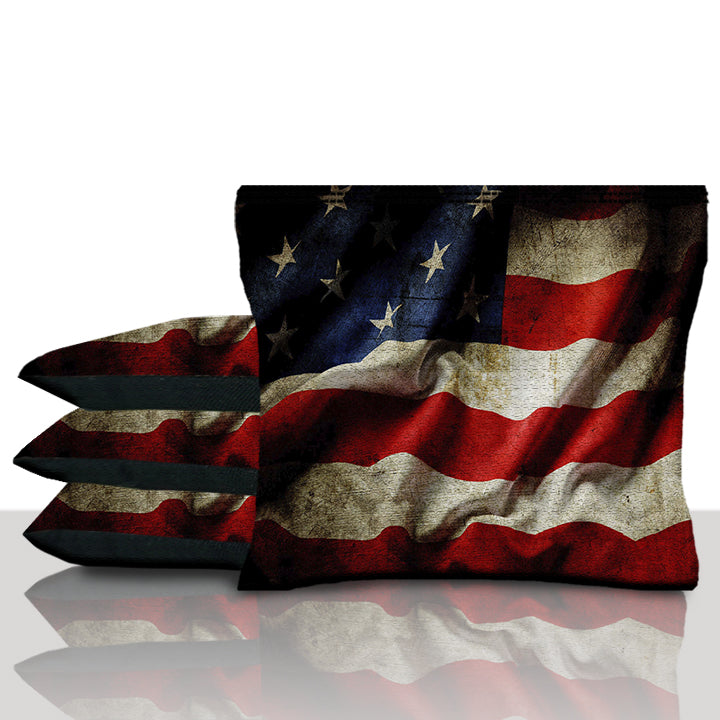 Wavy Vintage American Flag Cornhole Bags