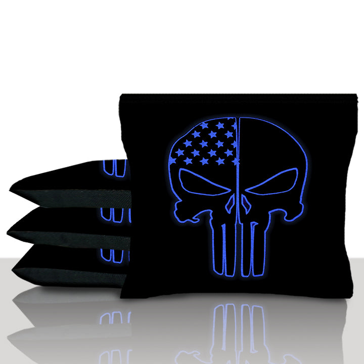 Blue Skull Cornhole Bags