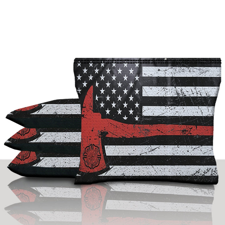 American Flag Red Line Axe Cornhole Bags