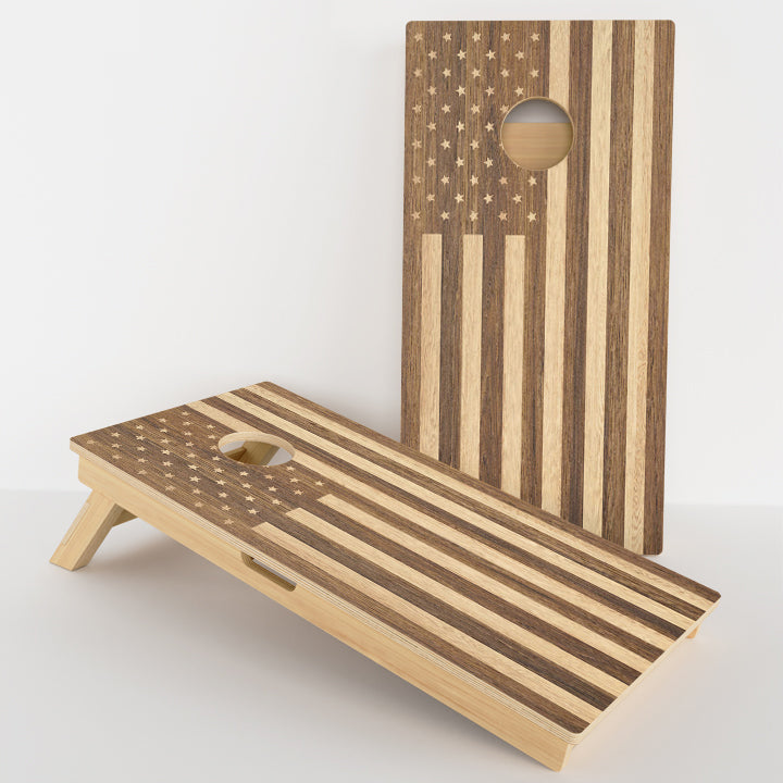 Wood American Flag Professional Cornhole Boards