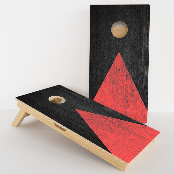 Wood Grain With Red Professional Cornhole Boards