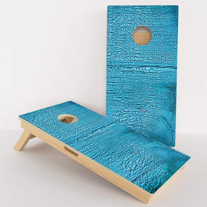 Blue Textured Wood Grain Professional Cornhole Boards