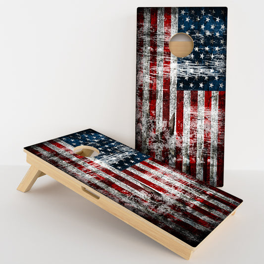 Rustic American Flag Professional Cornhole Boards