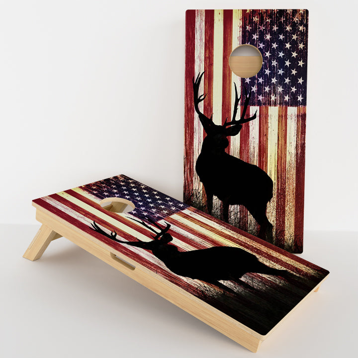 American Flag Hunting Deer Professional Cornhole Boards