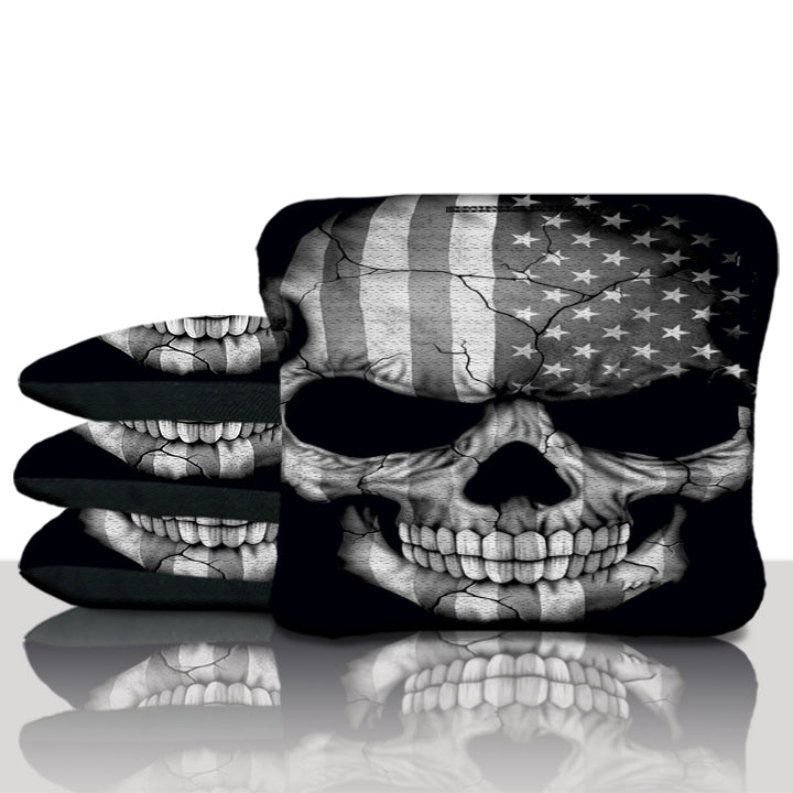 American Flag Punisher Gray Skull Cornhole Bags