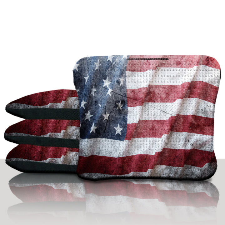 Rustic American Flag Cornhole Bags