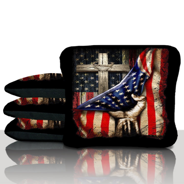 American Flag Cross Cornhole Bags