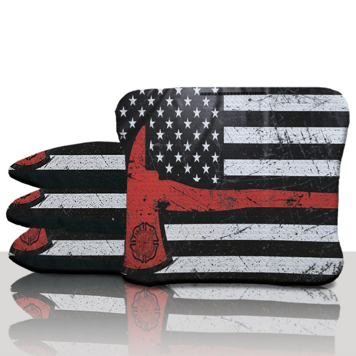 American Flag Red Line Axe Cornhole Bags