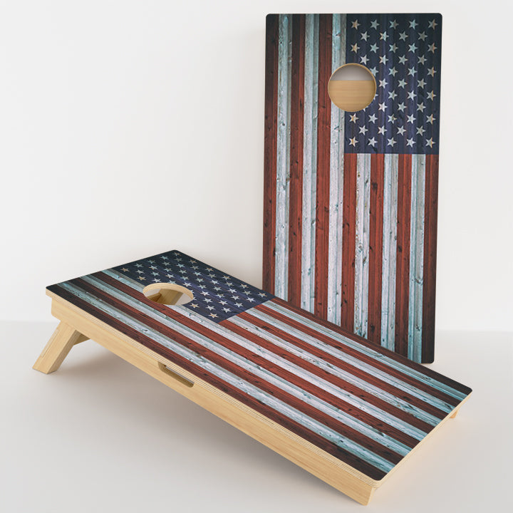 Wood Panel American Flag Professional Cornhole Boards