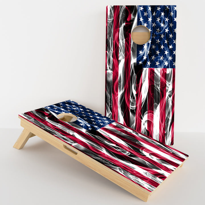 Smoky American Flag Professional Cornhole Boards