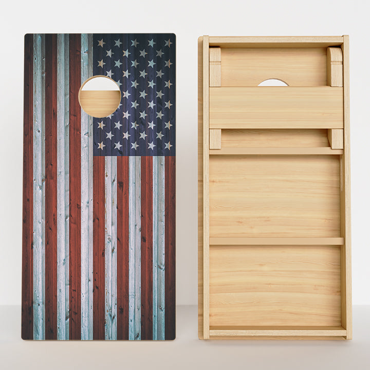 Wood Panel American Flag Professional Cornhole Boards