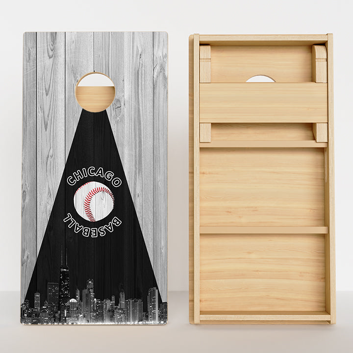 Chicago Black & White Baseball Professional Cornhole Boards