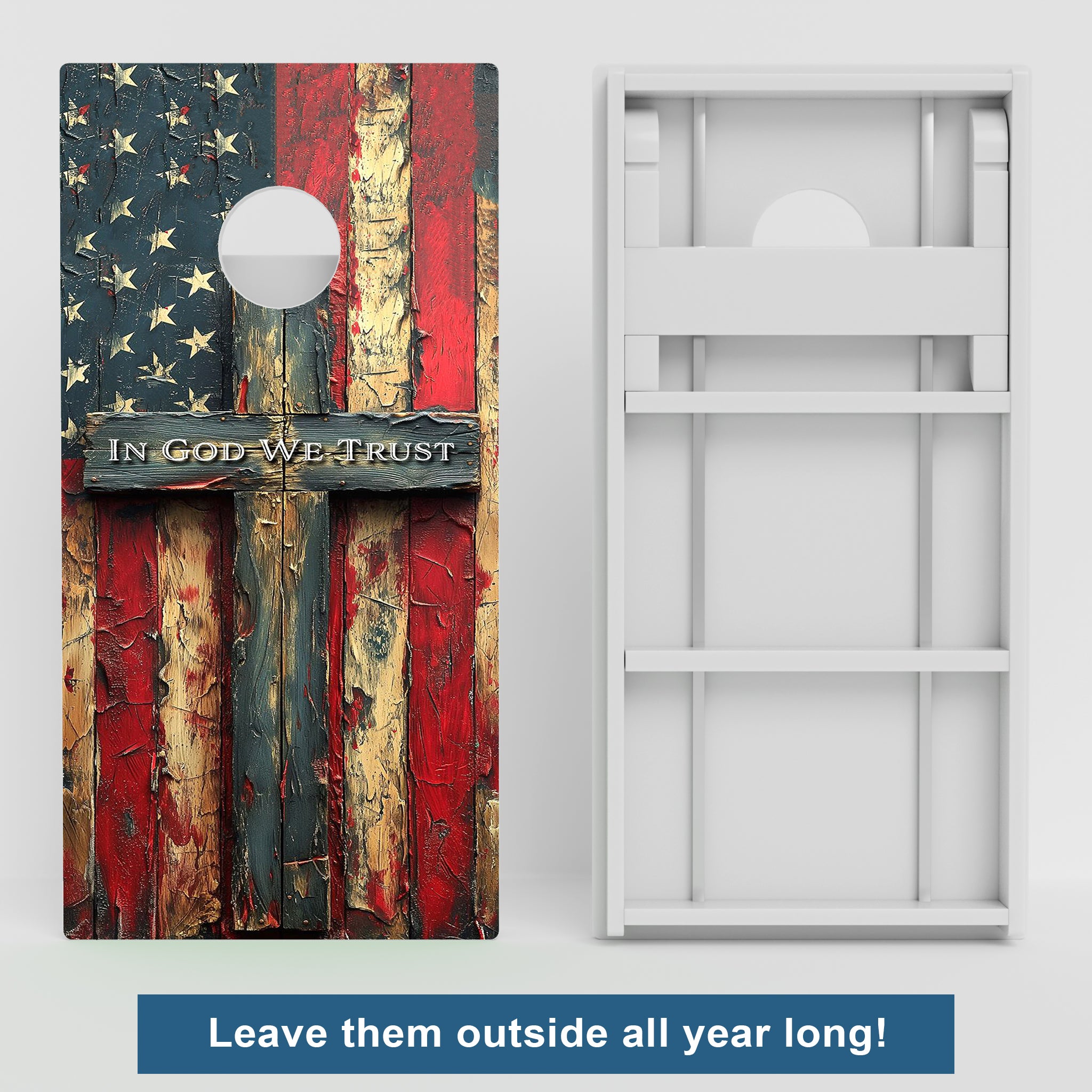 Weather Proof Patriotic Cross Cornhole Boards