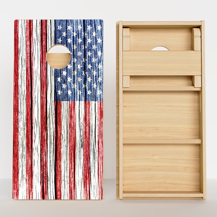 Rustic Wood Flag American Flag Professional Cornhole Boards