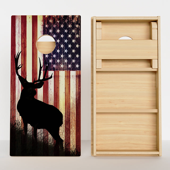 American Flag Hunting Deer Professional Cornhole Boards