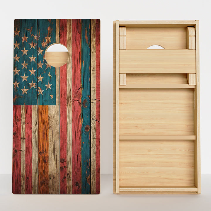 Vintage Wood American Flag Professional Cornhole Boards