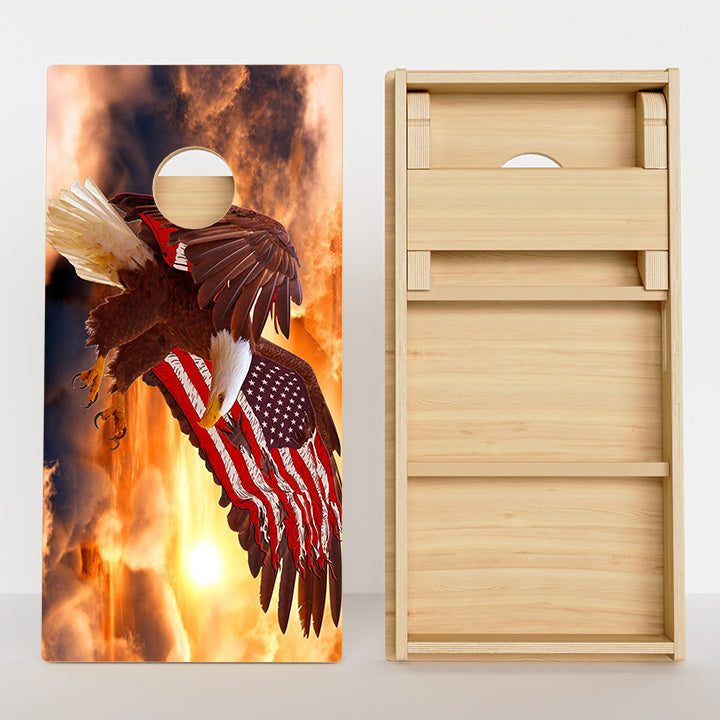 American Flag Bald Eagle Sunset Professional Cornhole Boards