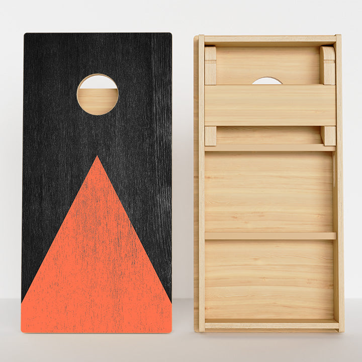 Wood Grain With Orange Professional Cornhole Boards