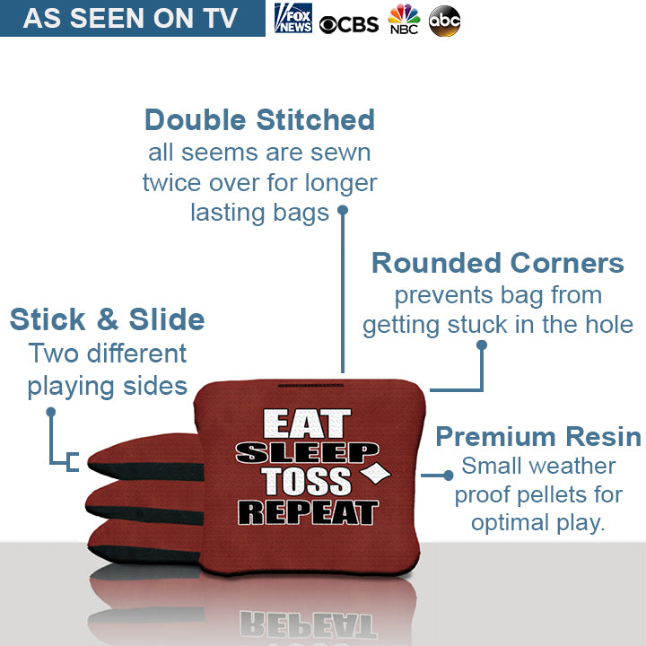 Eat Sleep Toss Repeat Cornhole Bags