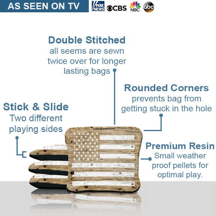 Wood American Flag Cornhole Bags