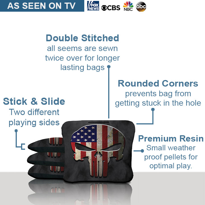 American Flag Punisher Skull Cornhole Bags