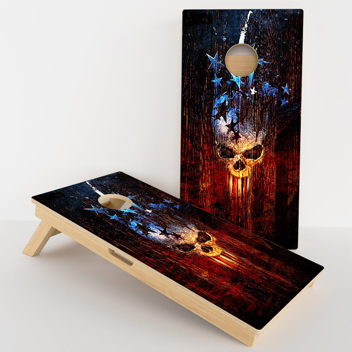 Stars Exploding Punisher Skull Professional Cornhole Boards