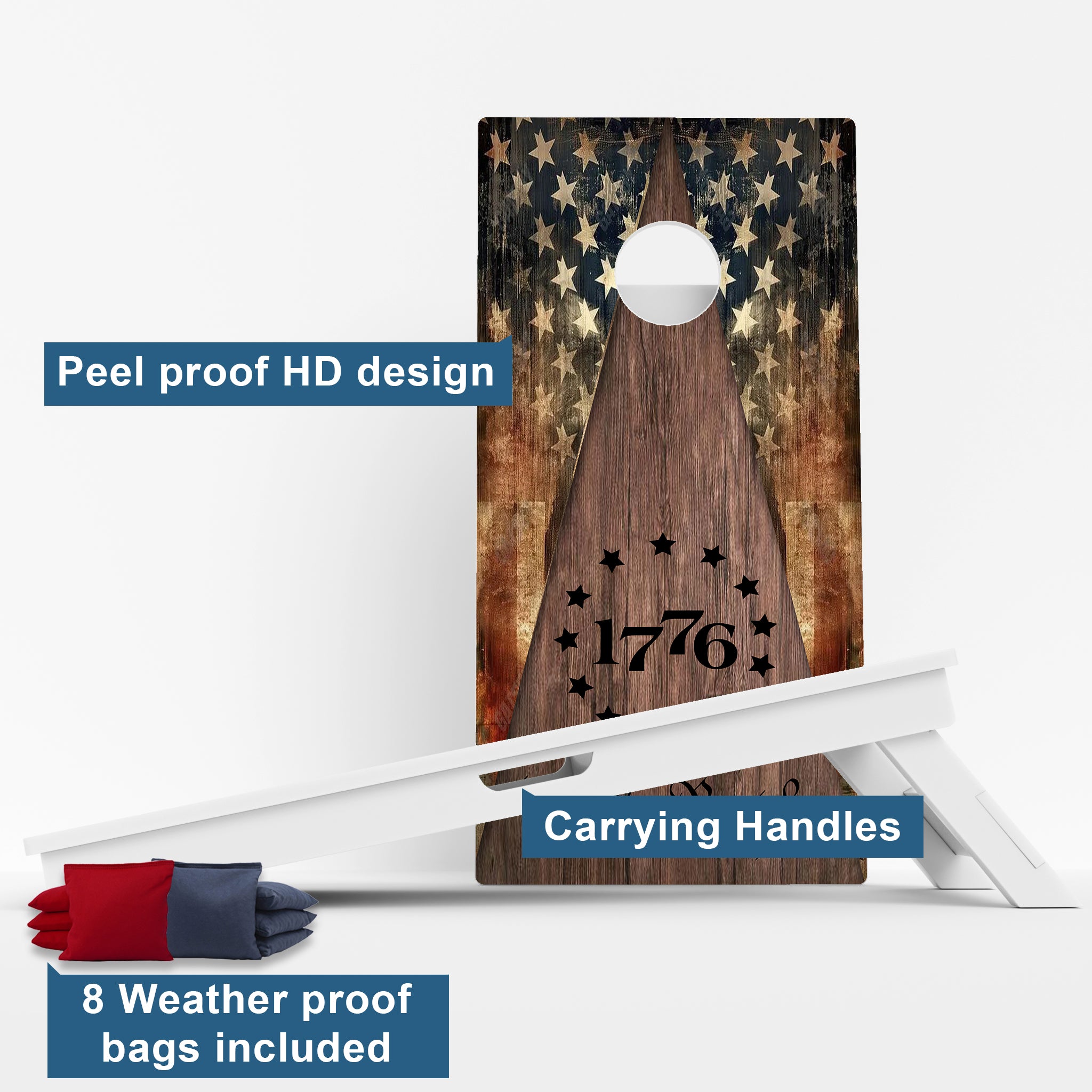 Weather Proof Patriotic 1776 Cornhole Boards