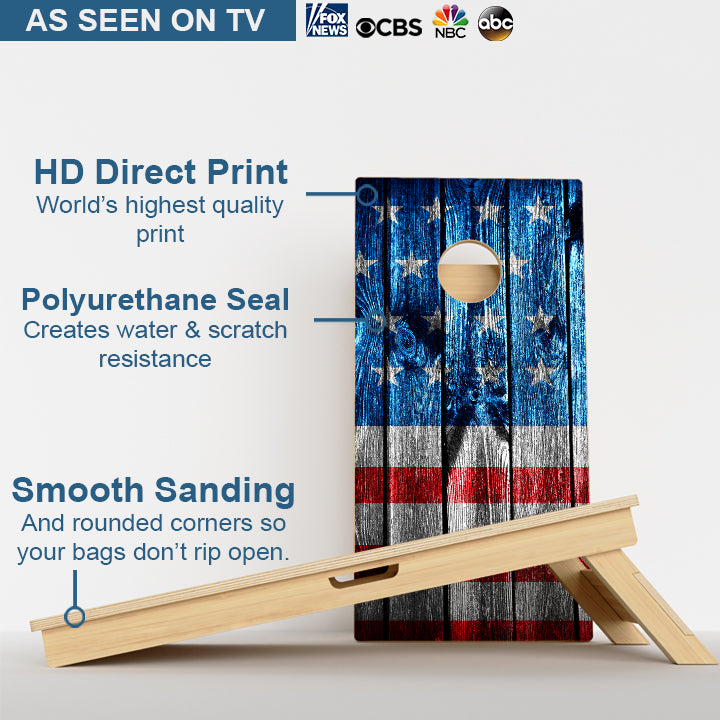 Wooden Panel American Flag Professional Cornhole Boards